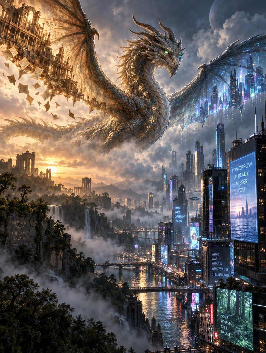 Flux 3 (flux-3.com) prompt example: Intricate Poetic Dragon Fantasy Text