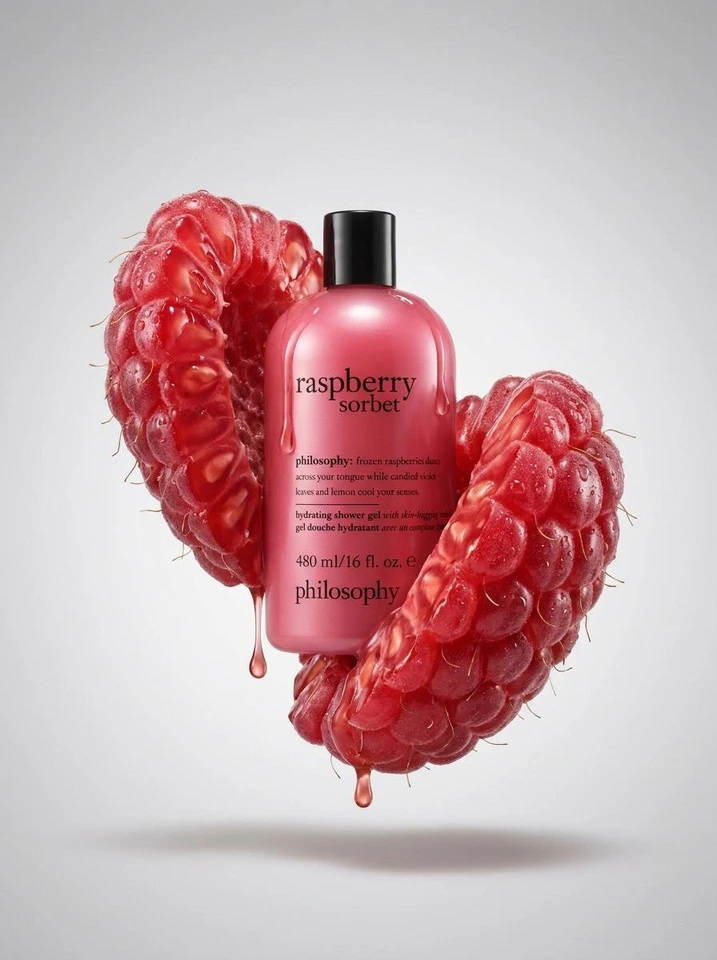 Flux 3 (flux-3.com) prompt example: Raspberry Shell Product Photography