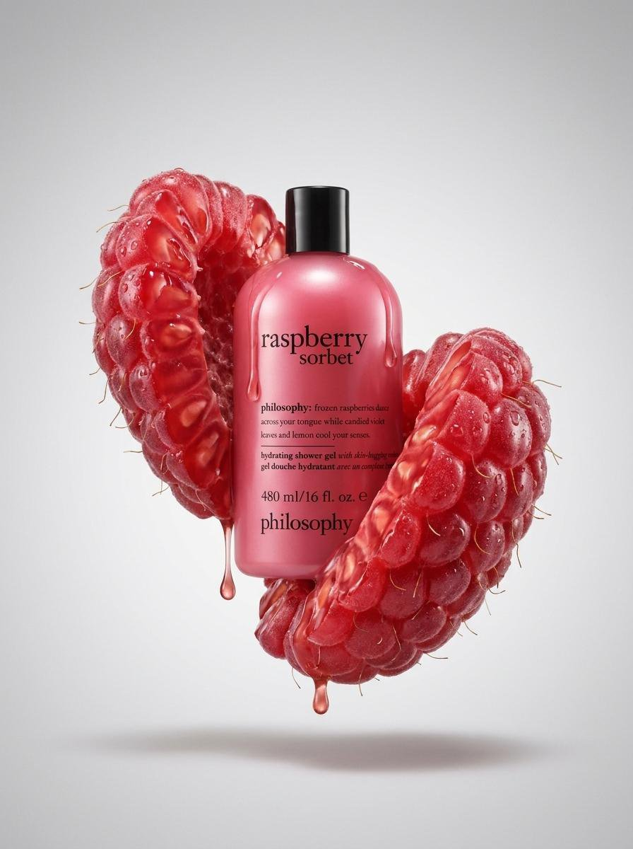 Flux 3 (flux-3.com) prompt example: Raspberry Shell Product Photography