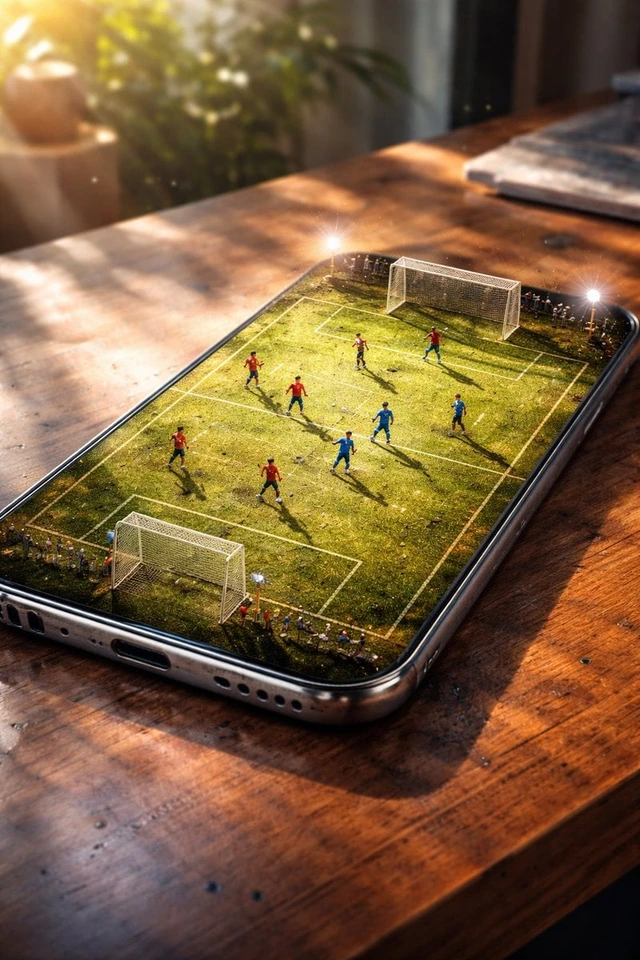 Flux 3 (flux-3.com) prompt example: Football smartphone illusion