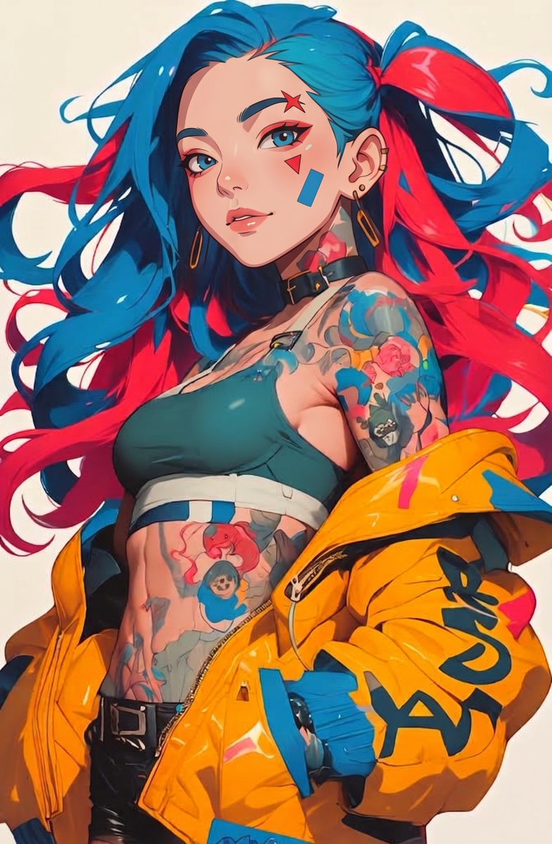 Flux 3 (flux-3.com) prompt example: Punk Style Split-Dye Anime Woman