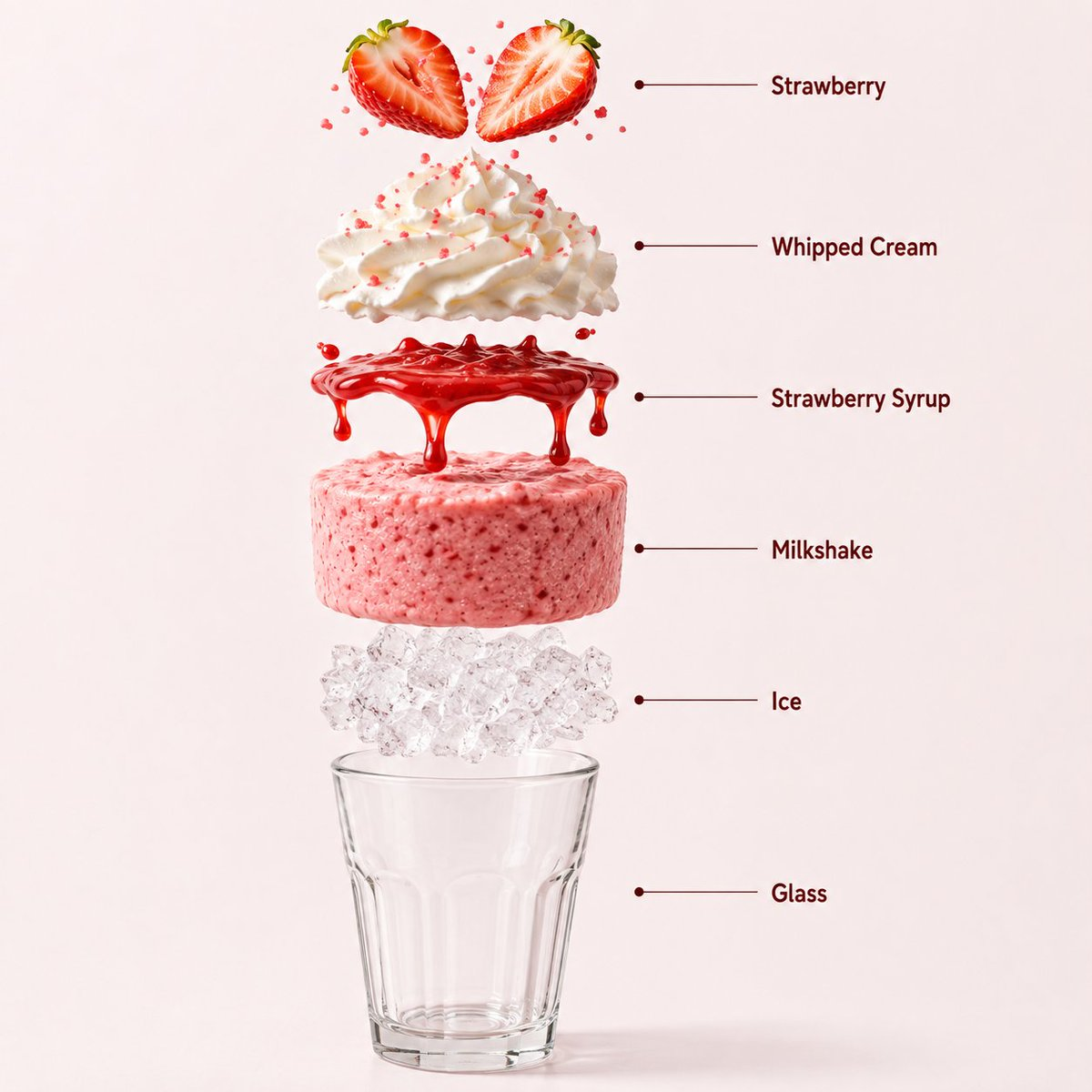 Flux 3 (flux-3.com) prompt example: Strawberry Milkshake Product and Infographic