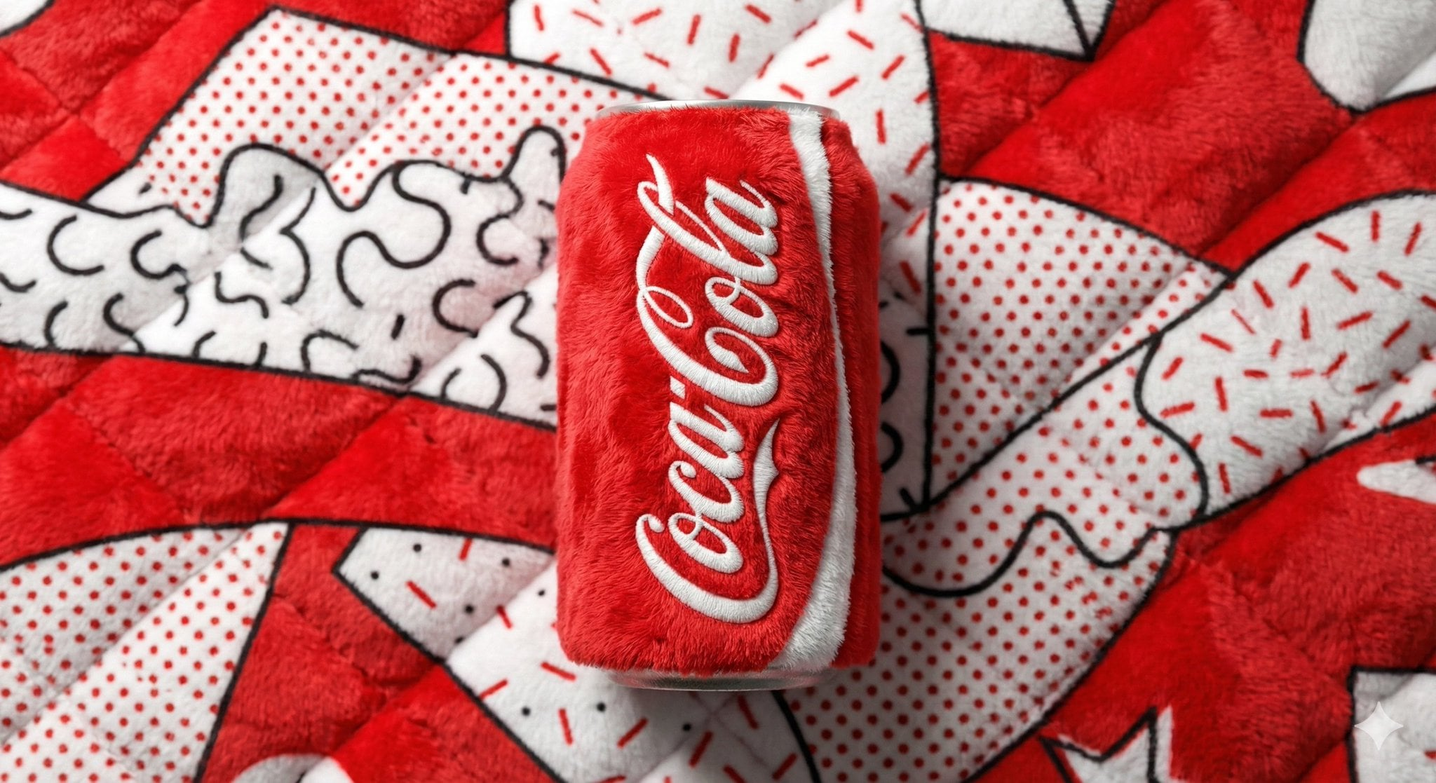 Flux 3 (flux-3.com) prompt example: Plush fabric beverage can
