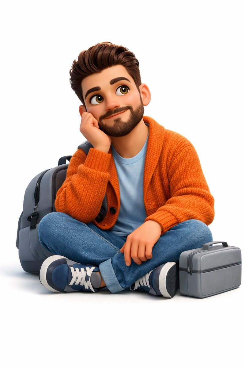 Flux 3 (flux-3.com) prompt example: Seated animated character