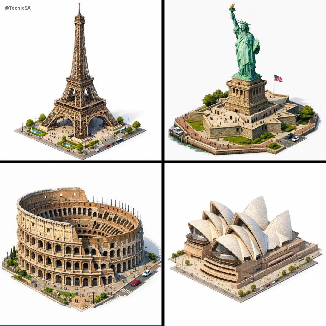 Flux 3 (flux-3.com) prompt example: Isometric architectural landmark
