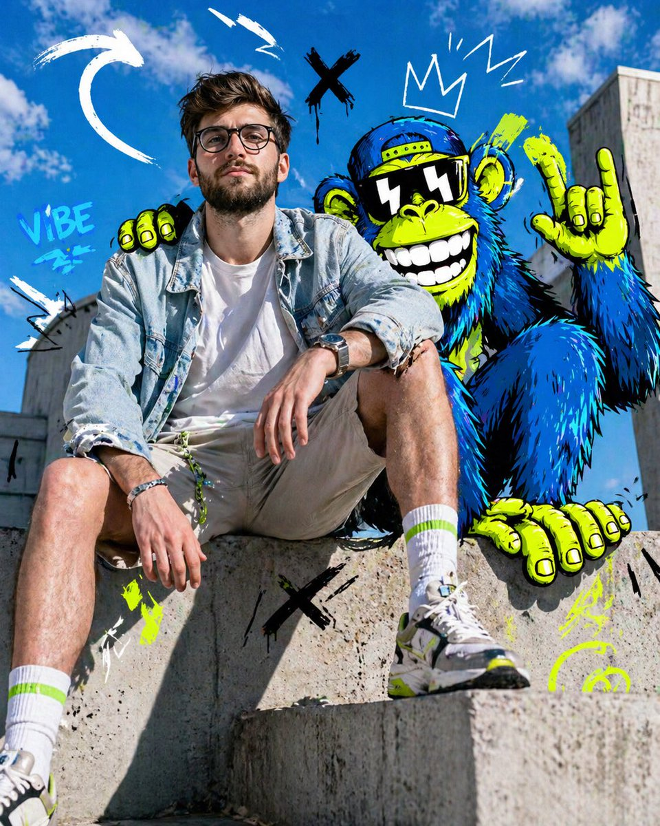 Flux 3 (flux-3.com) prompt example: Denim fashion on a concrete ledge