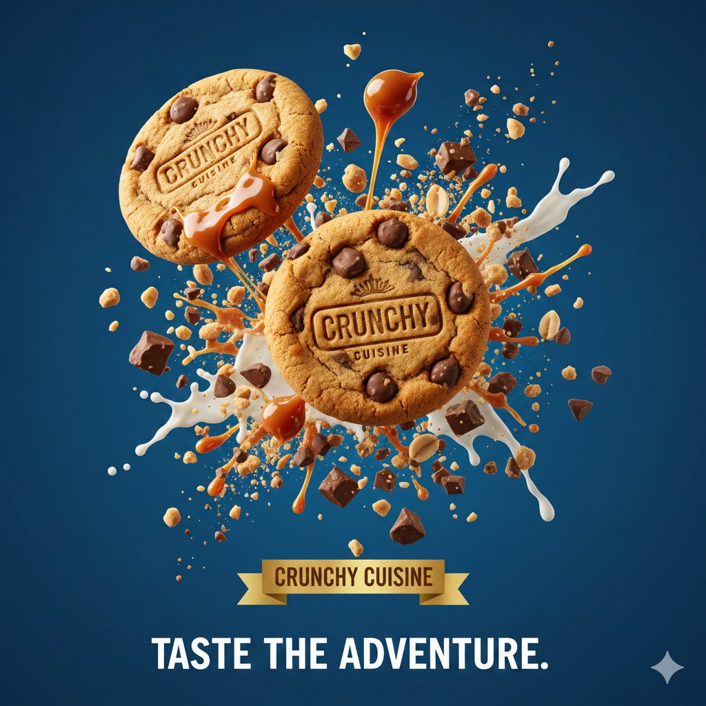 Flux 3 (flux-3.com) prompt example: Chocolate chip cookie explosion