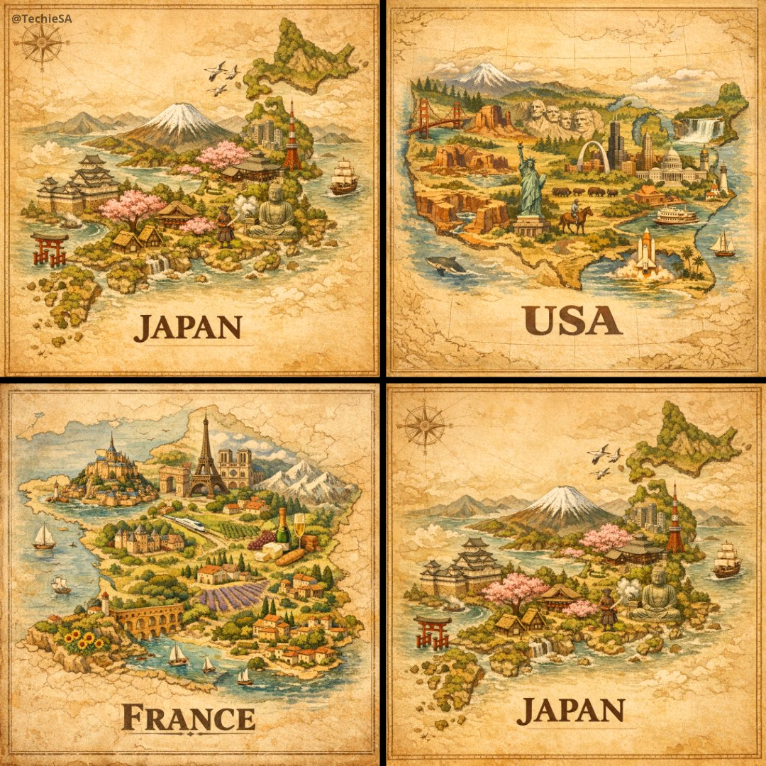 Flux 3 (flux-3.com) prompt example: Vintage country map illustration