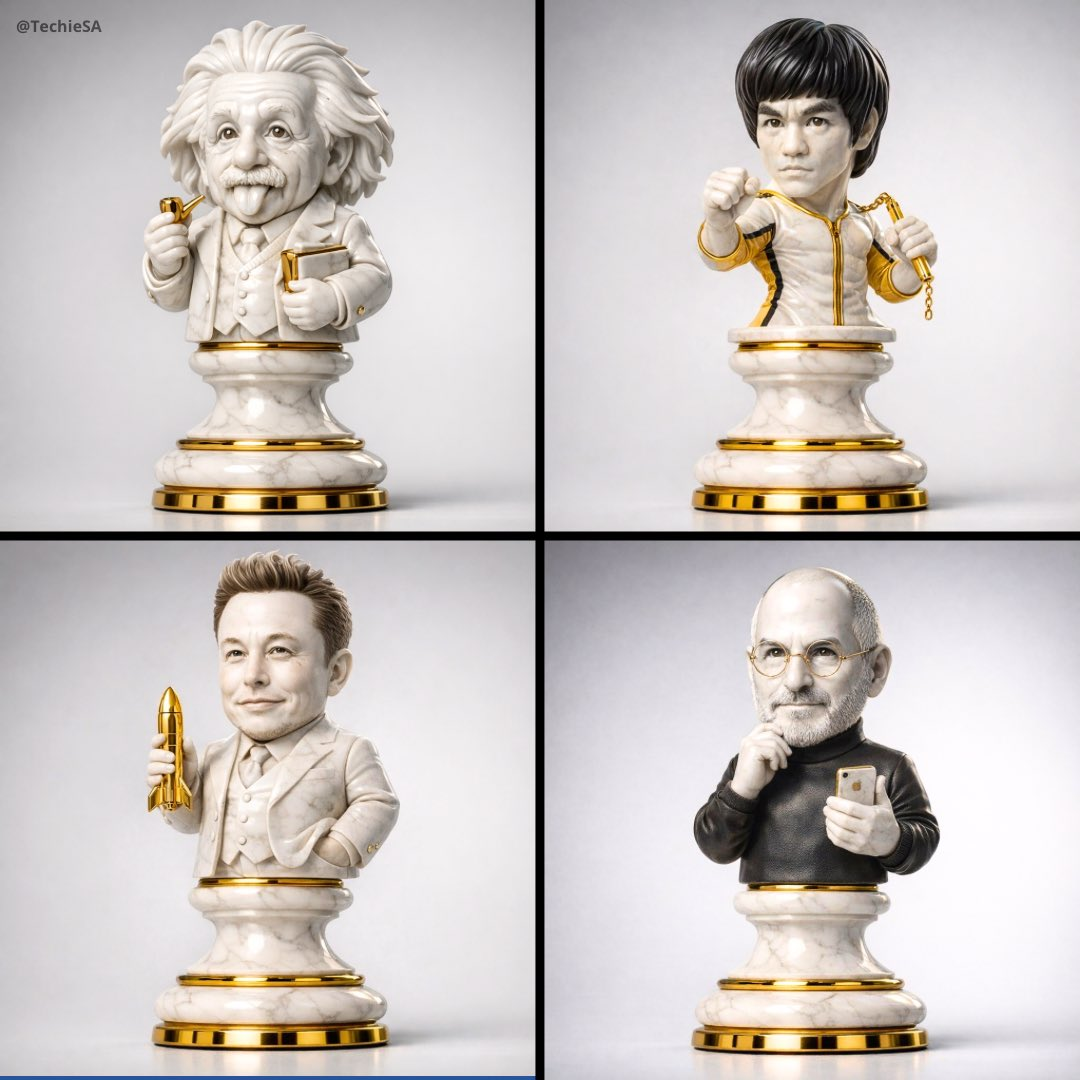 Flux 3 (flux-3.com) prompt example: Marble and gold collectible chess piece