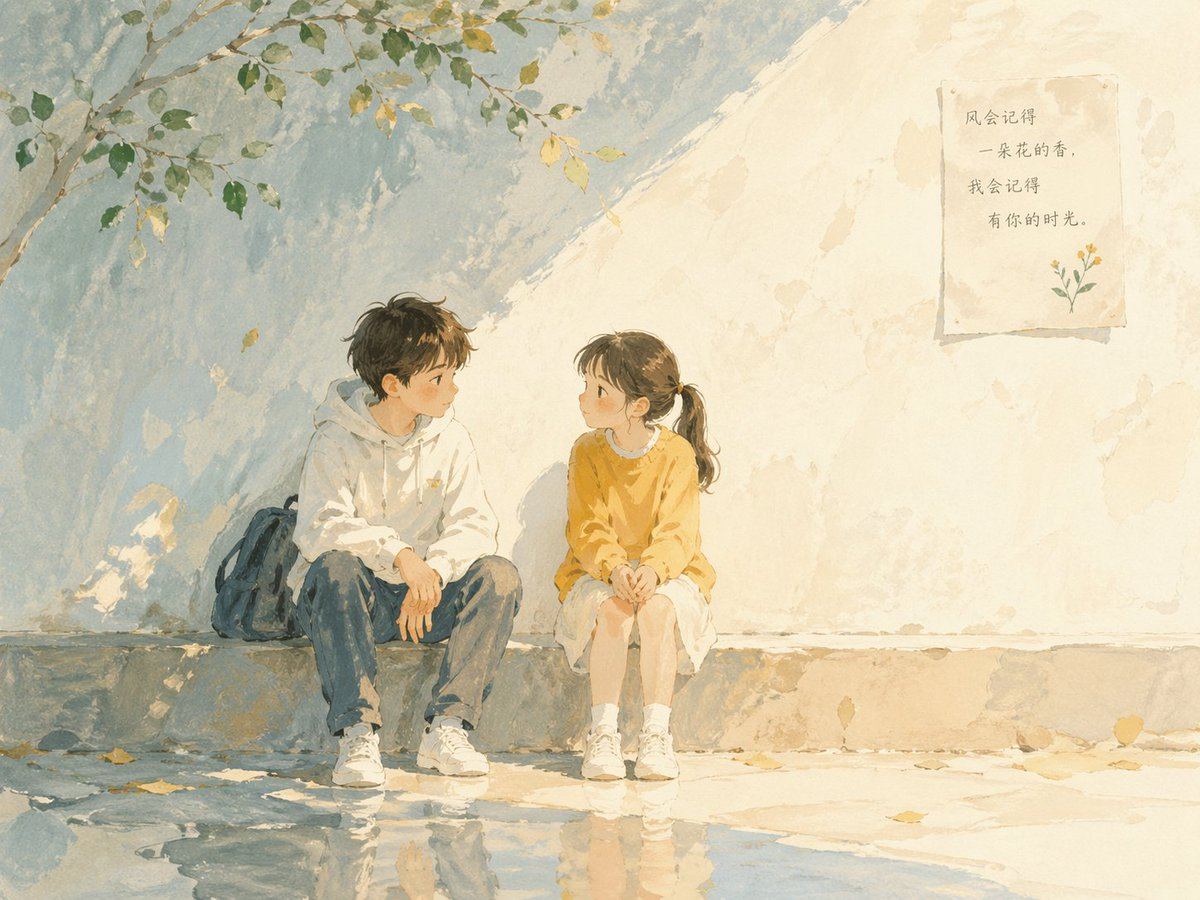 Flux 3 (flux-3.com) prompt example: Gentle watercolor storybook scene