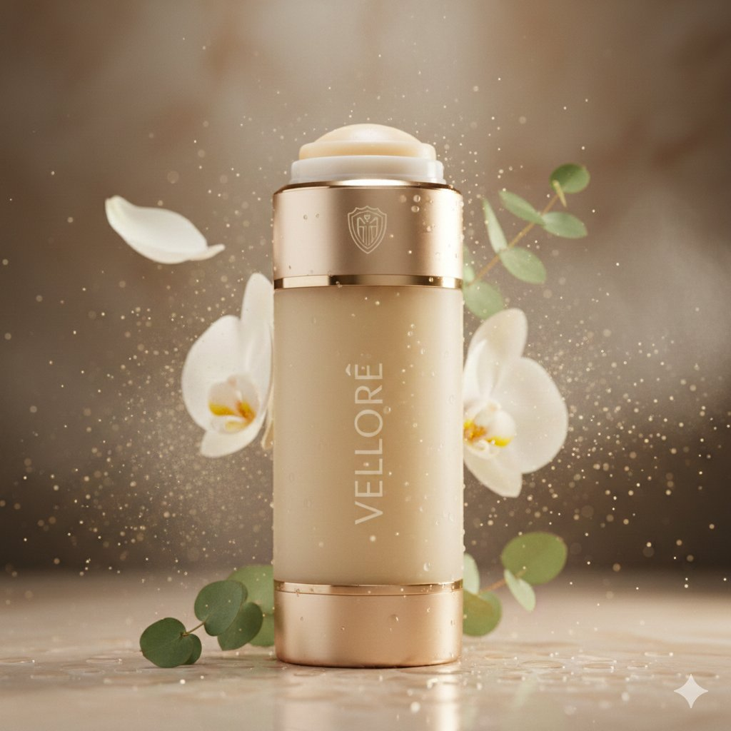 Flux 3 (flux-3.com) prompt example: Frosted luxury deodorant campaign