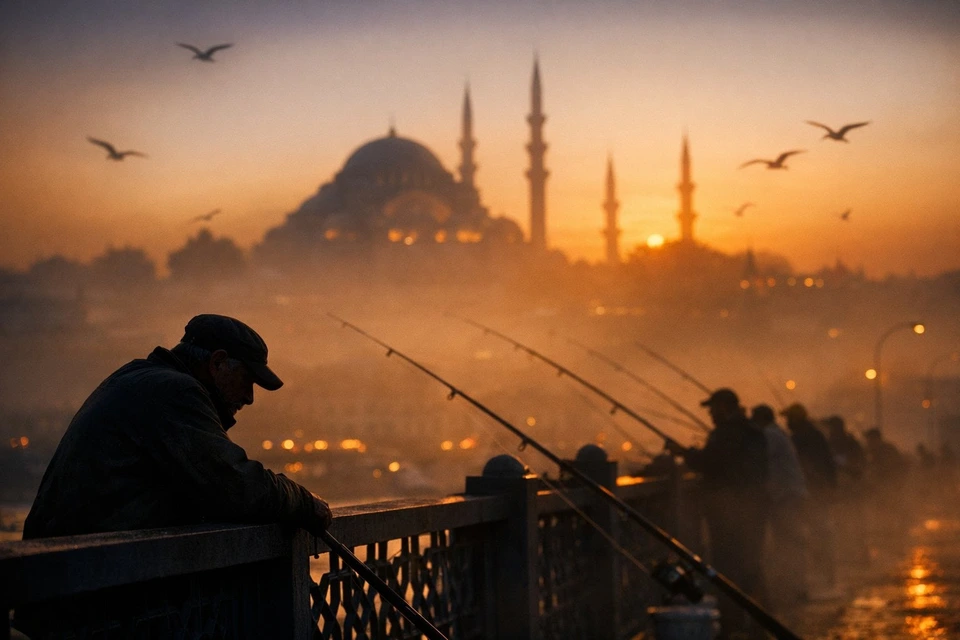Flux 3 (flux-3.com) prompt example: Istanbul fishermen at sunset