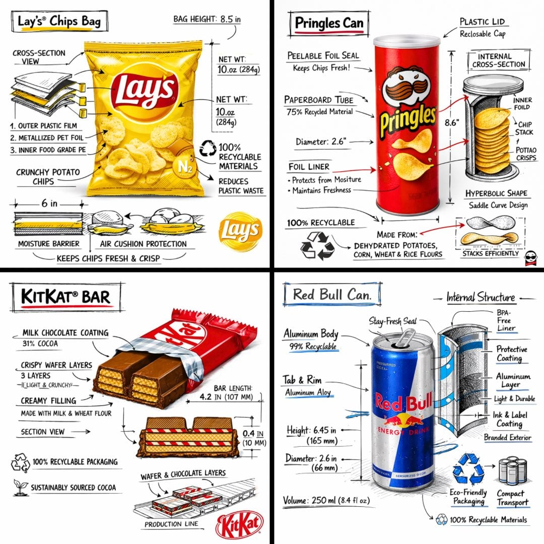Flux 3 (flux-3.com) prompt example: Snack anatomy infographic