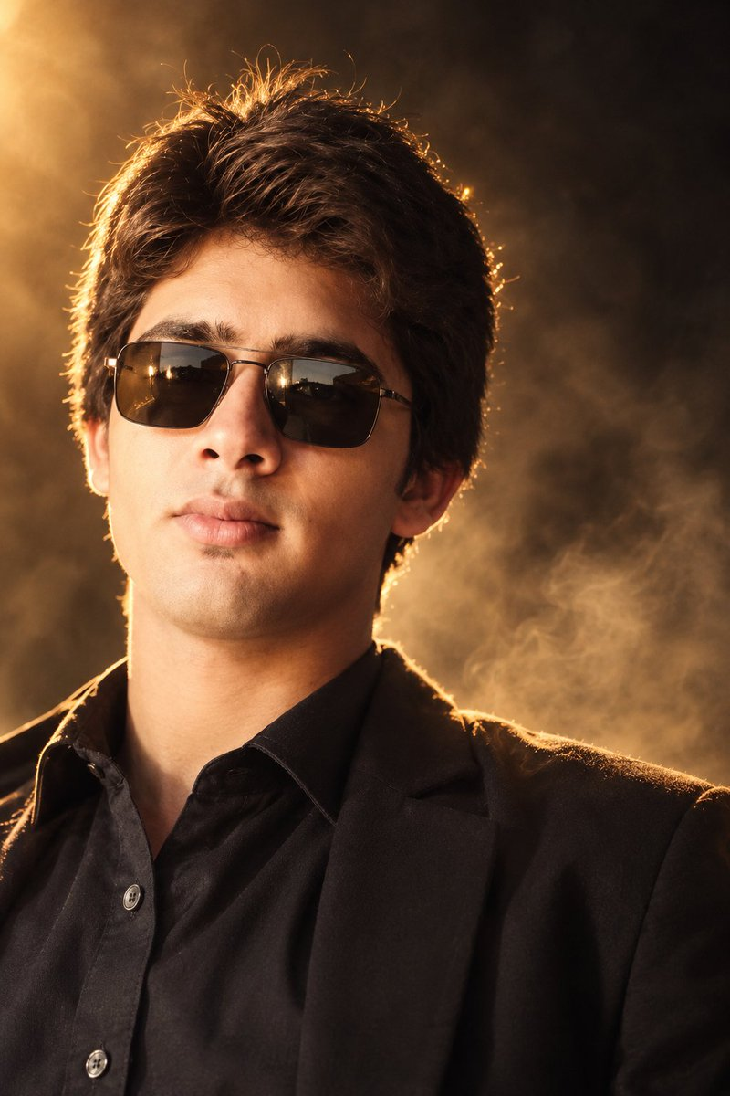 Flux 3 (flux-3.com) prompt example: Cinematic Male Portrait with Golden Backlight