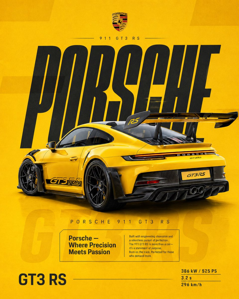 Flux 3 (flux-3.com) prompt example: Yellow sports car poster